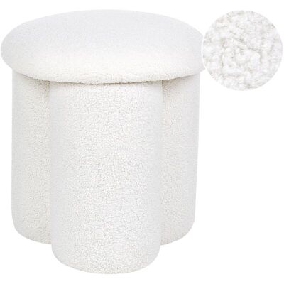 Beliani White Bouclé Round Pouffe - Pouffe Beliani White Bouclé Round Pouffe - Pouffe