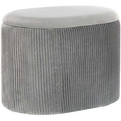Beliani Pouffe Light Grey Velvet Glamour Storage Footstool - Pouffe Beliani Pouffe Light Grey Velvet Glamour Storage Footstool - Pouffe