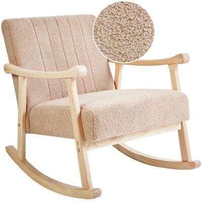 Beliani Leknes Retro Bouclé Beige Rocking Chair Beliani Leknes Retro Bouclé Beige Rocking Chair