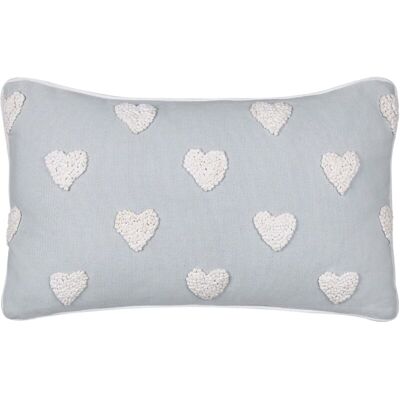 Beliani Cotton Heart Pattern Cushion - 30x50cm - Light Grey Beliani Cotton Heart Pattern Cushion - 30x50cm - Light Grey