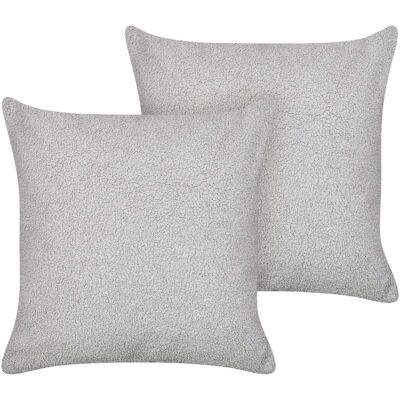 Beliani Set of 2 Decorative Cushions - Grey Boucle 45x45 cm Beliani Set of 2 Decorative Cushions - Grey Boucle 45x45 cm