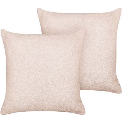 Beliani Pink Boucle Decorative Cushions Set of 2 Beliani Pink Boucle Decorative Cushions Set of 2