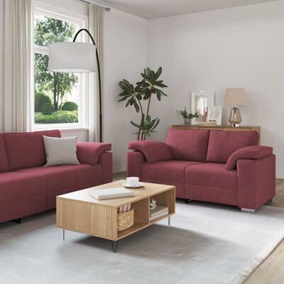 VIDAXL - Set divano 2 pezzi con cuscini in tessuto rosso vino - Sofa set VIDAXL - Set divano 2 pezzi con cuscini in tessuto rosso vino - Sofa set