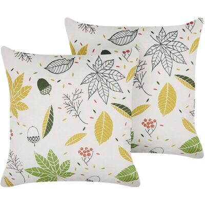 Beliani Set of 2 Velvet Cushions - Boho Leaf Pattern - 45x45 cm Beliani Set of 2 Velvet Cushions - Boho Leaf Pattern - 45x45 cm