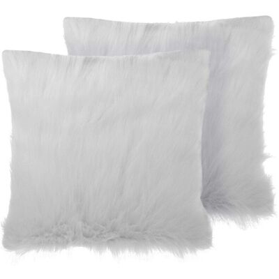 Beliani Set of 2 Light Beige Faux Fur Cushions - Cushions Beliani Set of 2 Light Beige Faux Fur Cushions - Cushions