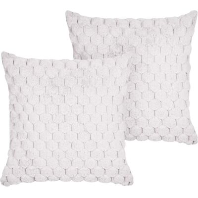 Beliani Set of 2 Cushions Faux Fur Honeycomb Pattern - Cushion Set Beliani Set of 2 Cushions Faux Fur Honeycomb Pattern - Cushion Set