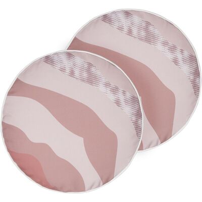 Beliani Garden Cushions Set of 2 Pink Waterproof Polyester - Outdoor Decor Beliani Garden Cushions Set of 2 Pink Waterproof Polyester - Outdoor Decor