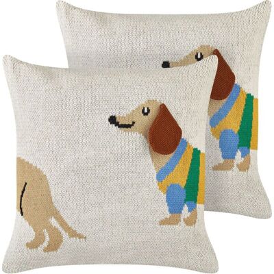 Beliani Set of 2 Kids Decorative Cushions - Baby Pink - Decor Beliani Set of 2 Kids Decorative Cushions - Baby Pink - Decor