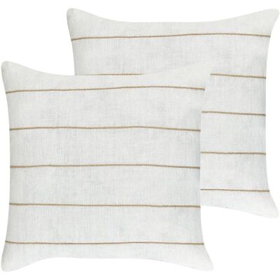 Beliani Set of 2 Decorative Cushions - Linen Blend, Striped Pattern Beliani Set of 2 Decorative Cushions - Linen Blend, Striped Pattern