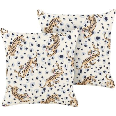Beliani Set of 2 Cushions - Beige Outdoor Cushions - Cushions Beliani Set of 2 Cushions - Beige Outdoor Cushions - Cushions