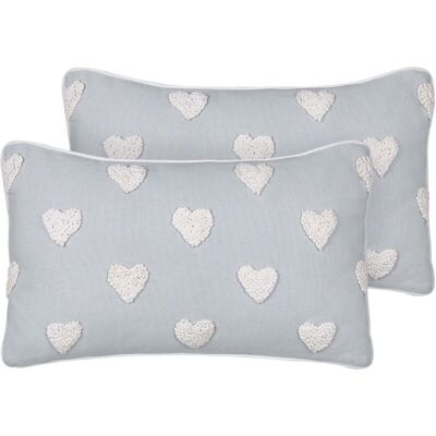 Beliani Set of 2 Cotton Cushions Light Grey - Cushions Beliani Set of 2 Cotton Cushions Light Grey - Cushions