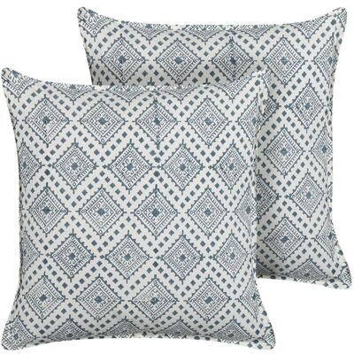 Beliani Cotton Cushions Blue White 45x45cm - Cushions Beliani Cotton Cushions Blue White 45x45cm - Cushions