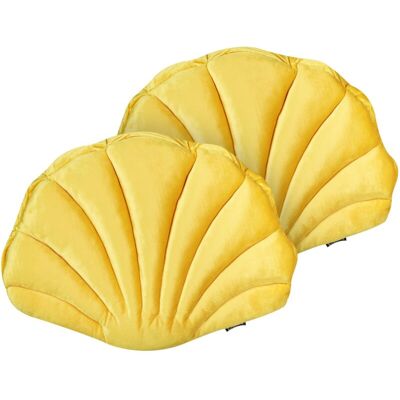 Beliani Yellow Velvet Seashell Cushions - Cushions Beliani Yellow Velvet Seashell Cushions - Cushions