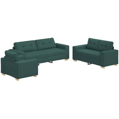 vidaXL Set aus 3 Dunkelgrün Stoff und Holz Standard Ergonomisch Green - Chair vidaXL Set aus 3 Dunkelgrün Stoff und Holz Standard Ergonomisch Green - Chair
