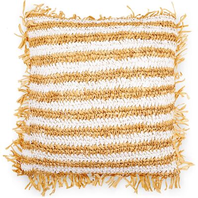 PRIVATEFLOOR Carissa Raffia Square Cushion - Boho Style - 50x50 cm PRIVATEFLOOR Carissa Raffia Square Cushion - Boho Style - 50x50 cm