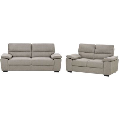 Beliani Light Brown Fabric Sofa Set - 3 + 2 Seater - Living Room Furniture Beliani Light Brown Fabric Sofa Set - 3 + 2 Seater - Living Room Furniture