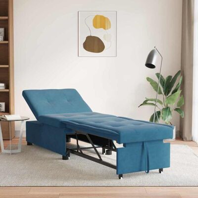 Sofa Bed Blue 67 x 194 x 38 cm Velvet Vidaxl Sofa Bed Blue 67 x 194 x 38 cm Velvet Vidaxl