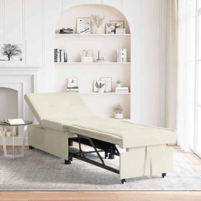 Sofa Bed Cream 67 x 194 x 38 cm Velvet Vidaxl Sofa Bed Cream 67 x 194 x 38 cm Velvet Vidaxl