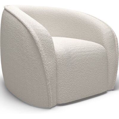 PRIVATEFLOOR White Bouclé Armchair - Rounded, Stylish - Armchair PRIVATEFLOOR White Bouclé Armchair - Rounded, Stylish - Armchair