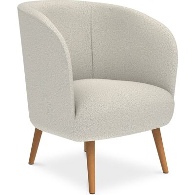 PRIVATEFLOOR Wesna White Bouclé Armchair - Modern Retro Design PRIVATEFLOOR Wesna White Bouclé Armchair - Modern Retro Design