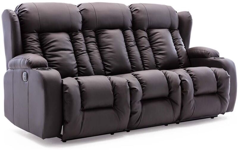 More4homes - caesar high back electric bond grade leather recliner 3+2+1 sofa armchair set brown 3 seater - Brown
