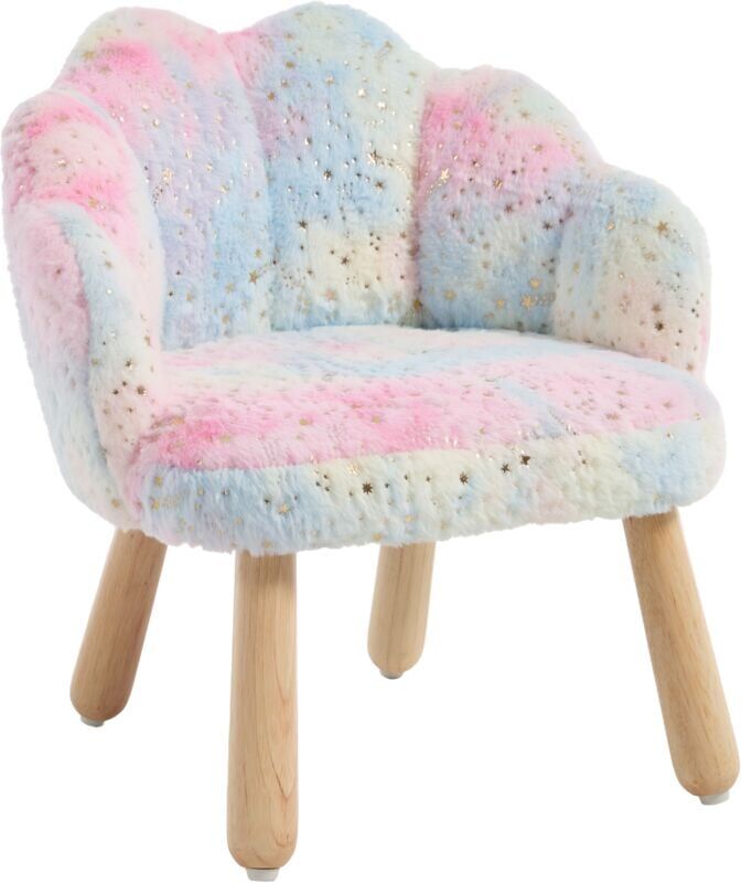 CHAIRUS Kids Armchair in Faux Fur Uphlostered Single Sofa Chair Lovely Toddler Chair with Wood Legs for Children Girls Boys Bedrrom, Blue