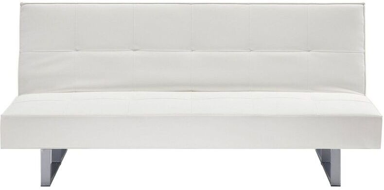 Beliani - Modern Faux Leather Convertible Sofa Bed Armless Buttoned Back White Derby