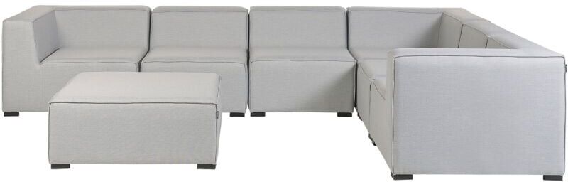 Beliani - Modular Left Hand Outdoor Sofa Set Sectional and Ottoman Light Grey Arezzo