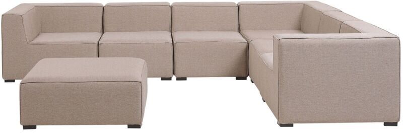 Beliani - Modular Left Hand Outdoor Sofa Set Sectional and Ottoman Beige Arezzo