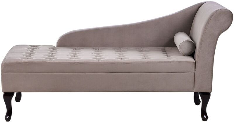 Beliani - Glam Right Hand Chaise Lounge with Storage Velvet Upholstery Black Legs Taupe Pessac