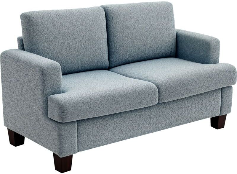 HOMCOM 138 cm Chenille Fabric Loveseat Sofa with S-springs, Light Grey