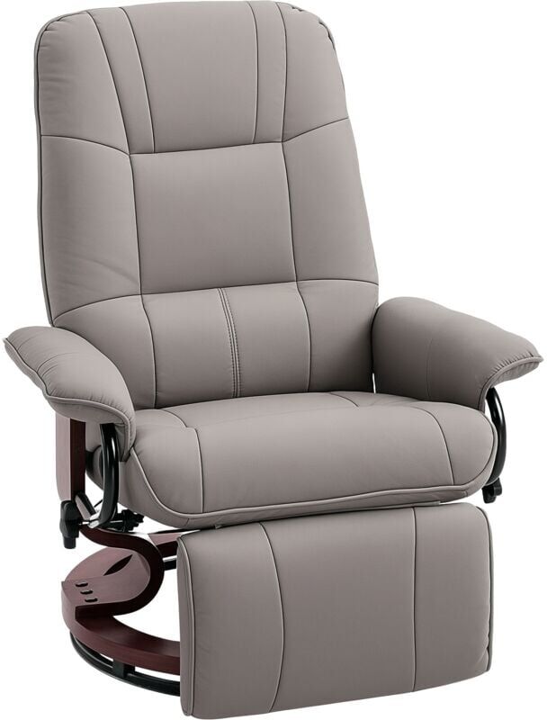 Homcom - Ergonomic Office Recliner Sofa Chair pu Leather Armchair Lounger Grey