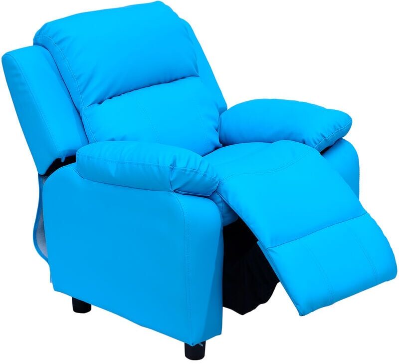 Homcom - Kids Children Recliner Lounger Armchair Sofa pu Leather w/ Storage Space Blue