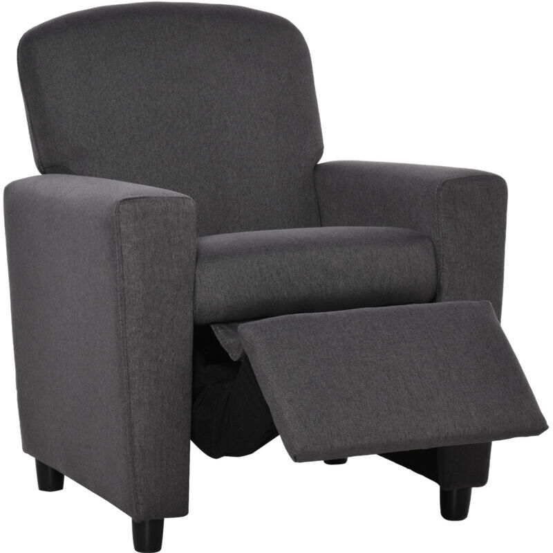 Homcom - Kids Sofa with Footrest Linen Recliner Armchair Playroom Bedroom Grey