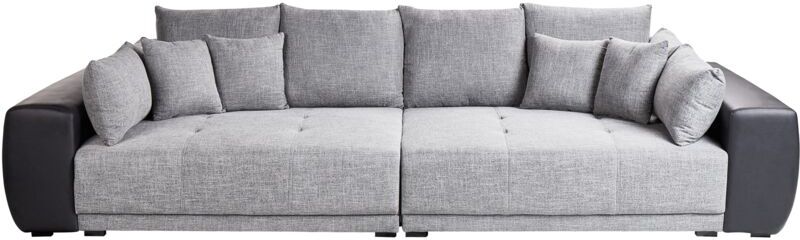 Beliani - Large Oversize Living Room 4 Seater Sofa Upholstered Fabric Grey and Black Torpo