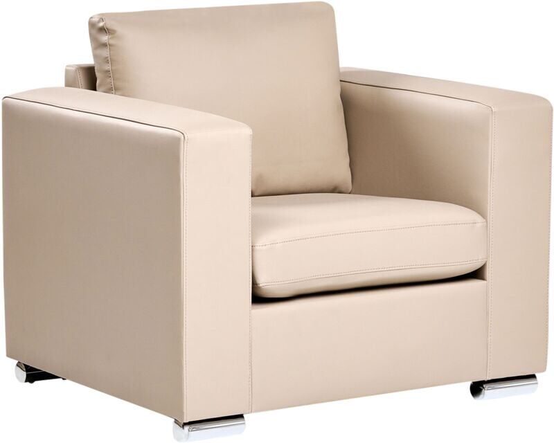 Beliani - Modern Living Room Home Office Armchair Club Chair Beige Leather Helsinki