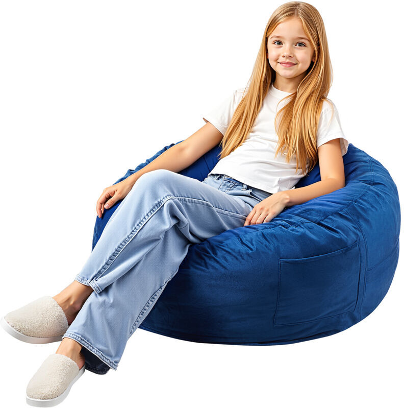 Mophorn 3 - feet Round Bean Bag Chair - Removable & Washable Cover. Filled with 25D Memory Foam, Soft Dutch Velvet. Great for Bedroom or Playroom,
