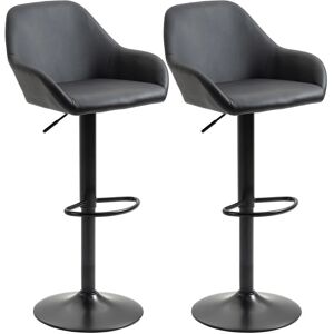 HOMCOM Adjustable Bar Stools Set of 2 Swivel Barstool w/ Footrest Kitchen Dining Room Black - Black