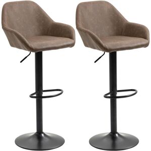 Homcom - Adjustable Bar Stools Set of 2 Swivel Barstool w/ Footrest Kitchen Dining Room Dark brown - Dark brown