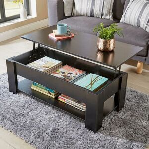 Orlando - Black Wooden Coffee Table With Lift Up Top Storage Area and Magazine Shelf - Black