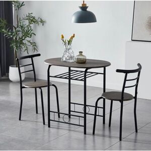 MCC DIRECT Dining Table and Chairs Set Metal Wood Effect Kitchen Table Dining Chairs Barley distressed grey