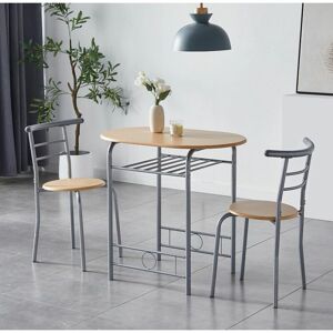 MCC DIRECT Dining Table and Chairs Set Metal Wood Effect Kitchen Table Dining Chairs Barley natural