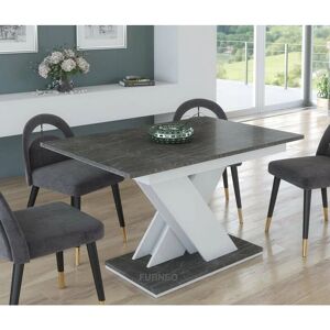 Modern Dining Table Only Extendable 120-160cm Grey Marble Effect Tavolo02 mdf - Furneo