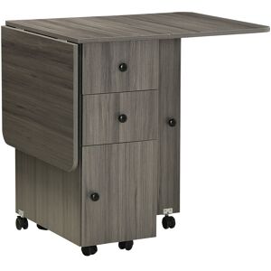 Folding Dining Table, Drop Leaf Table With Storage Drawers Grey - Grey - Homcom