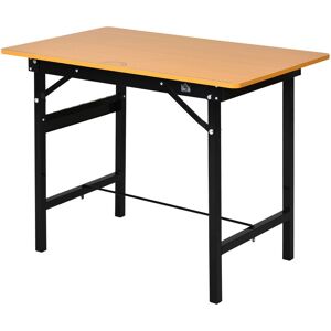 Heavy Duty diy Metal Garage Workbench Storage Drawer Table Wood Surface - Yellow, Black - Homcom