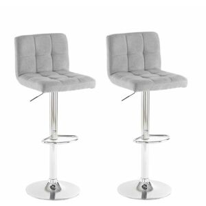 NEO DIRECT Neo 2x Grey Fabric Cuban Swivel Bar Stools