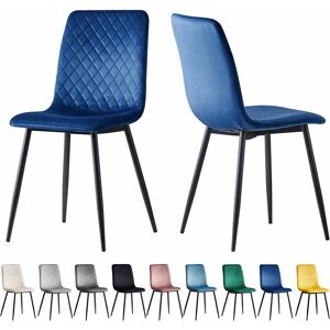 Mcc Direct - Set of 2 Designer Velvet Fabric Dining Chairs Metal Legs Lexi Chairs blue