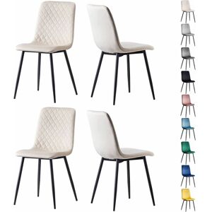 Mcc Direct - Set of 4 Designer Velvet Fabric Dining Chairs Metal Legs Lexi Chairs beige