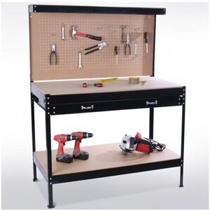 Steel Garage Workbench With Drawers Pegboard Black - Switzer