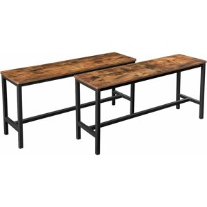 SONGMICS Vasagle Table Benches, Set of 2, Industrial Style Indoor Benches, 108 x 32.5 x 50 cm, Durable Metal Frame, for Kitchen, Dining Room, Living Room,